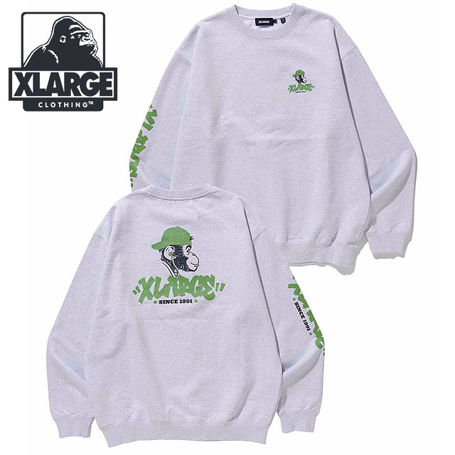 エクストララージ XLARGE メンズ タギングロゴ クルーネックスウェット 101231012028 SS23 TAGGING LOGO CREWNECK SWEAT トップス トレーナー ASH