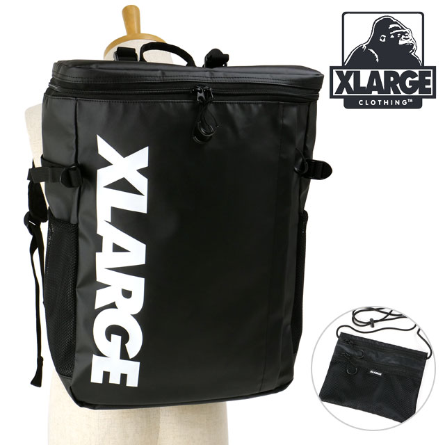 エクストララージ XLARGE カラビナ・サコッシュバッグ付き ボックススタイル バックパック 101231053008 SS23 鞄 リュック デイパック WHITE 黒 ブラック系