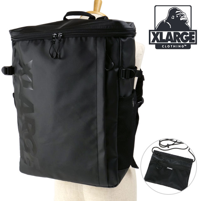 エクストララージ XLARGE カラビナ・サコッシュバッグ付き ボックススタイル バックパック 101231053008 SS23 鞄 リュック デイパック BLACK 黒 ブラック系