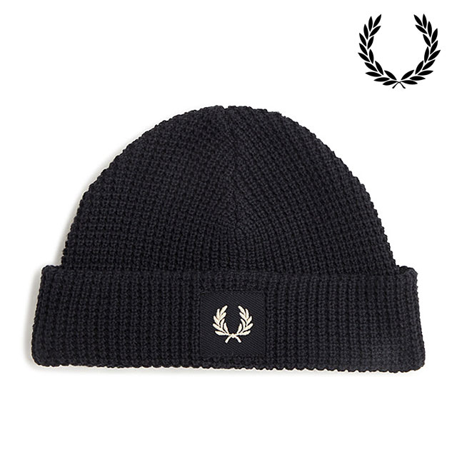 フレッドペリー　ニット帽 FRED PERRY フレッドペリー ケーブル ブランデッド ビーニー