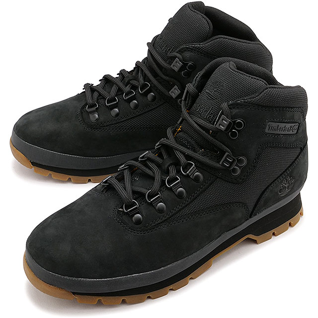 ティンバーランド Timberland メンズ ユーロハイカー ファブリック レザー A11TY FW23 Euro Hiker Fabric Leather ハイキングブーツ ヌバック ブラック｜mischiefstyle｜02