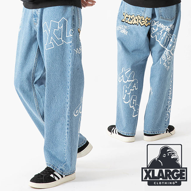 エクストララージ XLARGE メンズ グラフィティ デニムパンツ 101233031007 FW23 GRAFFITI DENIM PANTS x-large エックスラージ ボトムス ロングパンツ LtINDIGO