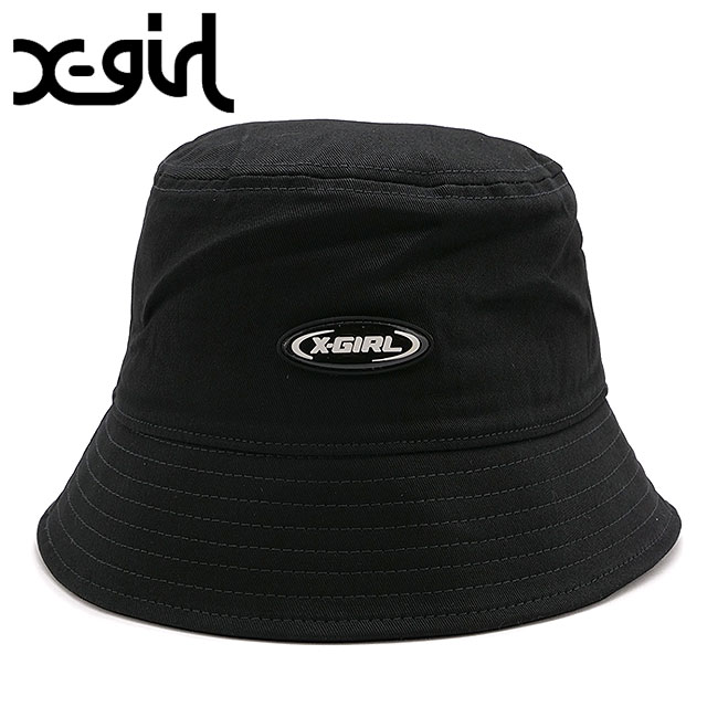 エックスガール X-girl レディース ブロークンオーバルロゴ バケットハット 105233051009 FW23 BROKEN OVAL LOGO BUCKET HAT XGIRL 帽子 フリーサイズ BLACK｜mischiefstyle