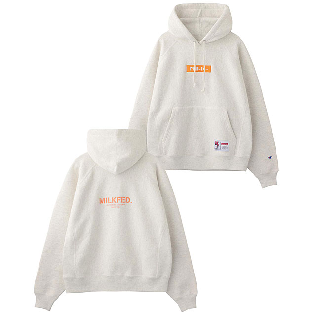 美品 MILKFED ミルクフェド チャンピオン 別注 BAR SWEAT HOODIE リバースウィーブ スウェット フーディ パーカー サイズS ブラック レディース 古着 中古 USED MILKFED.（ミルクフェド） 美品 MILKFED チャンピオン 別注 BAR SWEAT