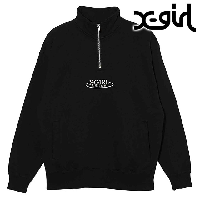 X-girl（エックスガール） レディース オーバルロゴ ハーフジップ