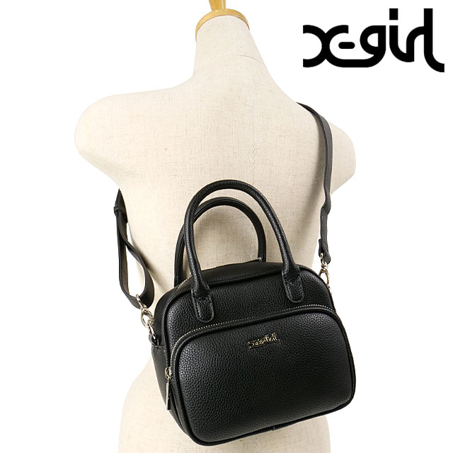 エックスガール X-girl レディース フェイクレザー ツーウェイショルダーバッグ 105234053006 HO23 FAUX LEATHER 2WAY SHOULDER BAG xgirl ハンドバッグ BLACK｜mischiefstyle｜02