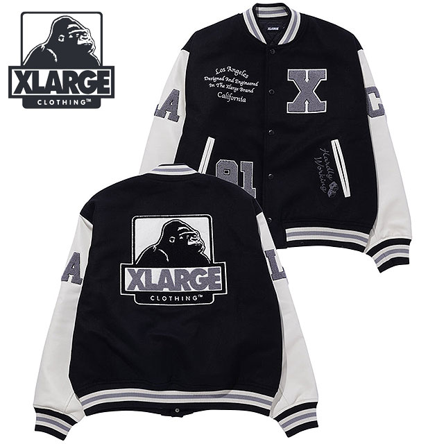 XLARGE エクストララージ スタジャン レザー XL黒 フルデコNR3656 XLARGE（エクストラ ラージ） メンズ OGロゴ バーシティジャケット