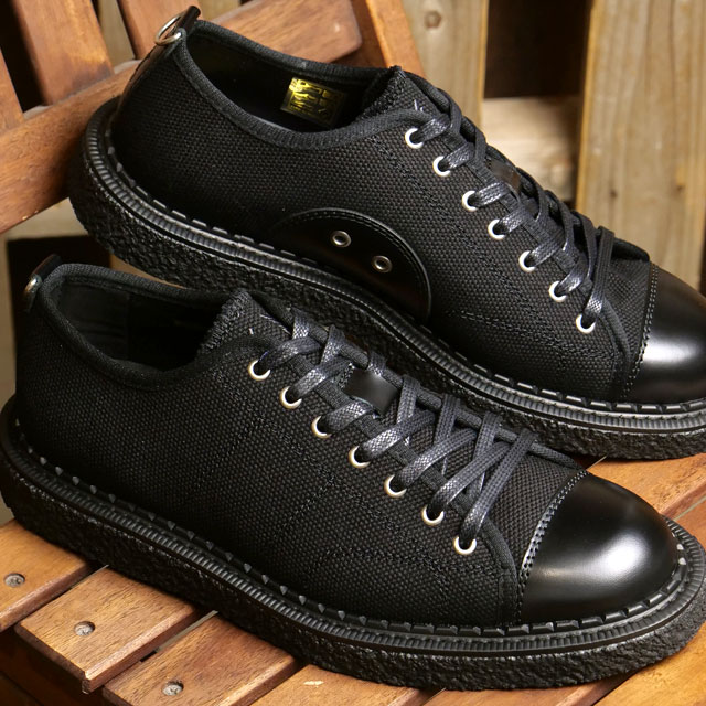 フレッドペリー FREDPERRY メンズ スニーカー ジョージコックス モンキーシューズ ヘビーキャンバス SB6335-102 FW23Q4 靴  ローカット コラボシューズ BLACK