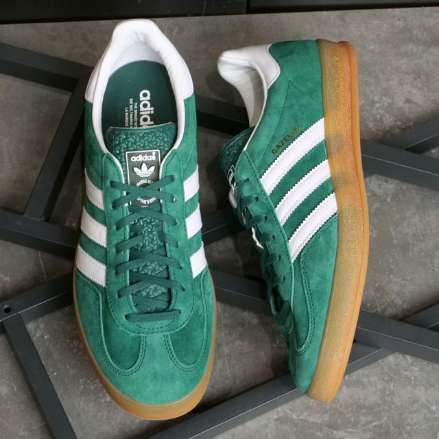 アディダス オリジナルス adidas Originals スニーカー ガゼル インドア NKF64 IG1596 SS24 GAZELLE INDOOR カレッジグリーン フットウェアホワイト ガム｜mischiefstyle