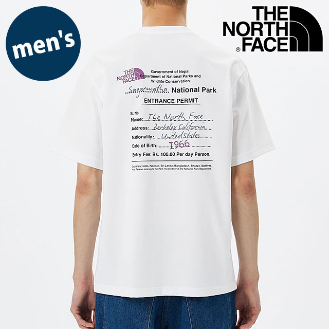 ザ・ノース・フェイス THE NORTH FACE メンズ ショートスリーブエントランスパーミッションティー NT32439-W SS24 半袖 Tシャツ アウトドア ホワイト｜mischiefstyle