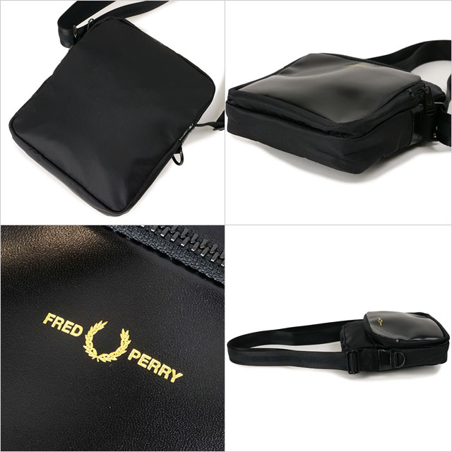 FRED PERRY フレッドペリー ナイロンツイルレザー サイドバッグ