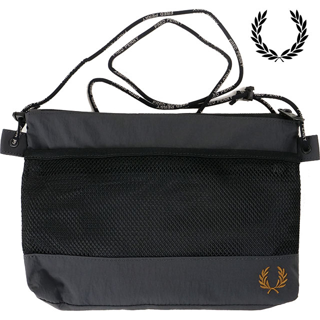 FRED PERRY(フレッドペリー)ボディバッグ　サコッシュ　ショルダーバッグ FRED PERRY（フレッドペリー） クリンクル ナイロンメッシュ