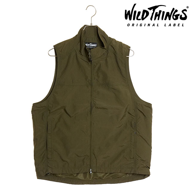 ワイルドシングス WILD THINGS メンズ ユーティリティベスト WT24010AD SS24 UTILITY VEST アウター ナイロンベスト 撥水 UVカット OLIVE｜mischiefstyle