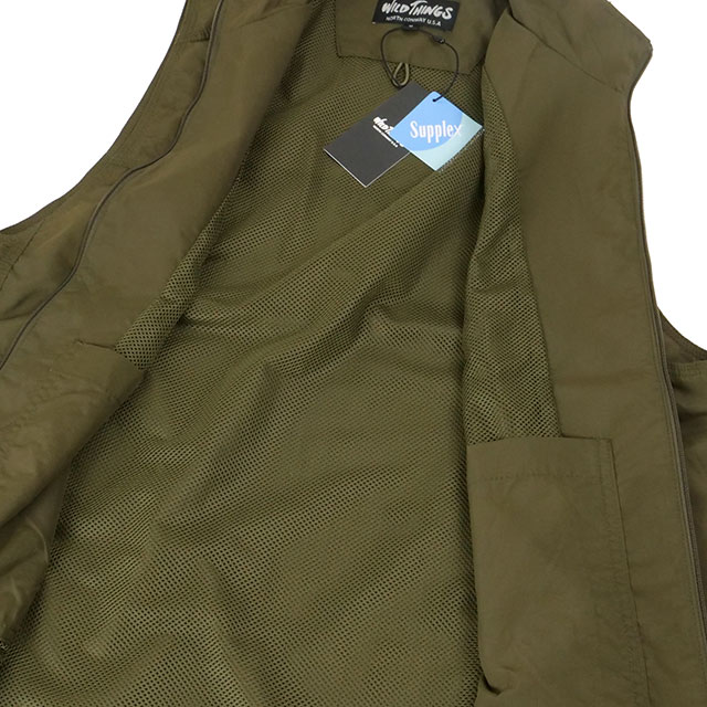 ワイルドシングス WILD THINGS メンズ ユーティリティベスト WT24010AD SS24 UTILITY VEST アウター ナイロンベスト 撥水 UVカット OLIVE｜mischiefstyle｜04