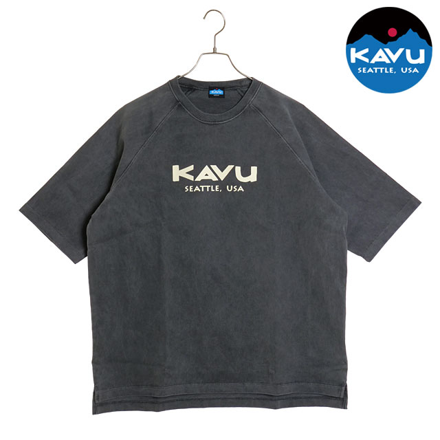 カブー KAVU メンズ ヘビーウェイトTシャツ 19821807 SS24 H W Tee トップス 半袖 クルーネック ショートスリーブ Black｜mischiefstyle