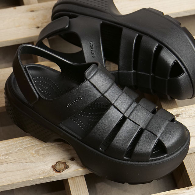こんにちは〜　⑤5本 ❻10本 楽天市場】crocs STOMP FISHERMAN SANDAL CHARK 209938-0wv