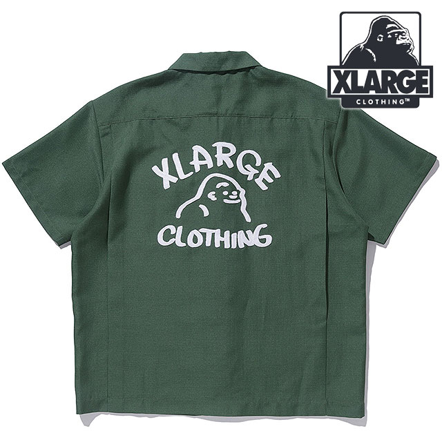 XLARGE DRAWING ワークシャツ グリーン エクストララージ エクストララージ XLARGE メンズ ドローイング OG ショート