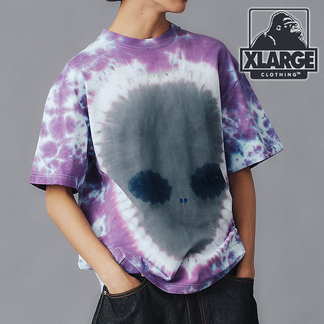 エクストララージ XLARGE メンズ タイダイ エイリアン ショートスリーブTシャツ 101242011044 SU24 エックスラージ トップス  半袖 タイダイ柄 PURPLE