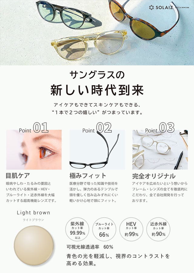 ソライズ SOLAIZ サングラス ミドルウエリントン SLD-001 Daily Use