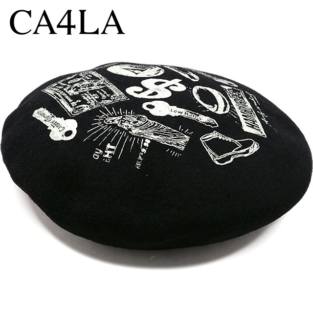 CA4LA（カシラ） ベレー帽 CAW00596 FW24 BLACK AND WHITE PAINTINGS