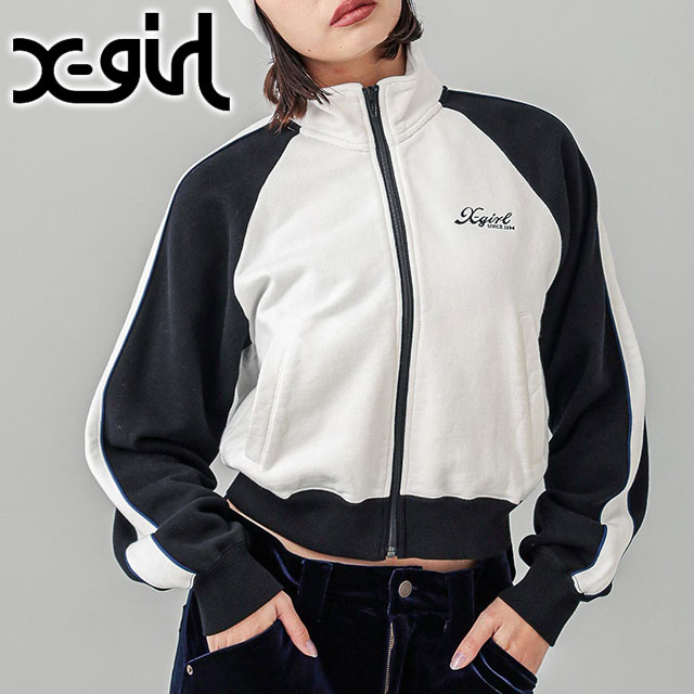 エックスガール X-girl ストライプドスリープコンパクト ジップアップスウェットシャツ 105243012007 STRIPED SLEEVE COMPACT ZIP UP SWEATSHIRT 正規取扱店