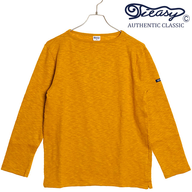 ティージー Tieasy オリジナルボートネックシャツ te002 Tieasy ORIGINAL BOATNECK SHIRT メンズ 長袖Tシャツ  日本製 オーガニックコットン MUSTARD 正規取扱店