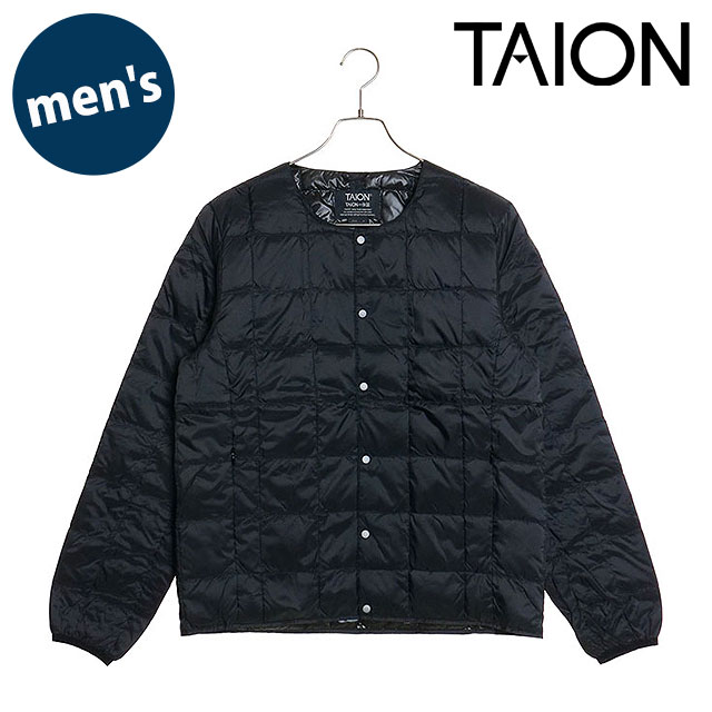 �^�C�I�� TAION �N���[�l�b�N�{�^���_�E���W���P�b�g TAION-104 FW24 M CREW NECK DOWN JKT �����Y �A�E�^�[ �C���i�[�_�E�� �x�[�V�b�N BLACK ���K�戵�X