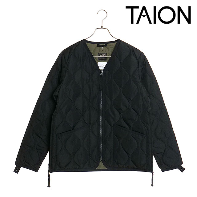 �^�C�I�� TAION �~���^���[ �_�u���W�b�vV�l�b�N�_�E���W���P�b�g TAION-101ZML-1 U MILITARY W-ZIP V NECK DOWN JKT �A�E�^�[ �t�@�X�i�[ BLACK ���K�戵�X