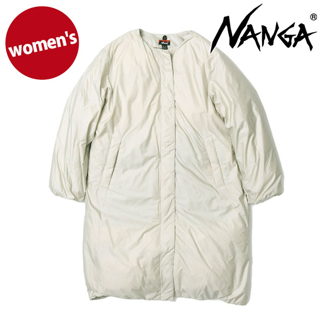 NANGA ナンガ ノーカラーダウンコート アイボリー Lサイズ NANGA（ナンガ） ノーカラー ダウンコート / レディース
