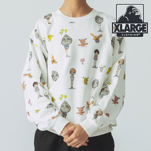 【30％OFF／SALE】エクストララージ XLARGE オールオーバープリント クルーネック スウェットシャツ [101244012007 FW24WINTER] ALLOVER PRINT CREWNECK SWEATSHIRT メンズ x-large エックスラージ トップス トレーナー WHITE【ts】 正規取扱店【e】 XLARGE（エクストラ ラージ） オールオーバープリント クルーネック