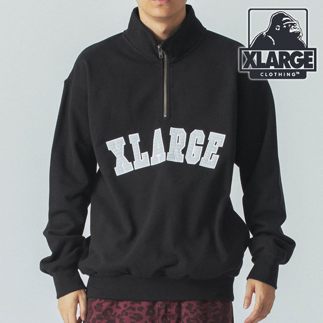 【美品】XLARGE ハーフジップ アーチロゴ L XLARGE（エクストラ ラージ） アーチロゴ ハーフジップ スウェット