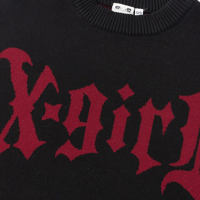 X-girl エックスガール ゴシックロゴ ジャガードニットトップ  