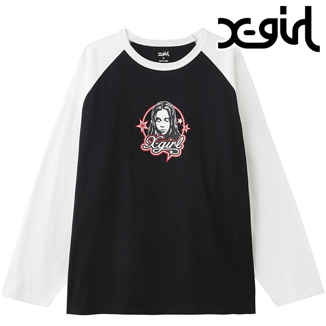 エックスガール X-girl フェイスアンドスター B B ビッグTシャツ 105244011003WINTER FACE AND STARS B B BIG TEE レディース カットソー 長袖 OLIVE 正規取扱店 X-girl エックスガール フェイスアンドスター B ビッグTシャツ