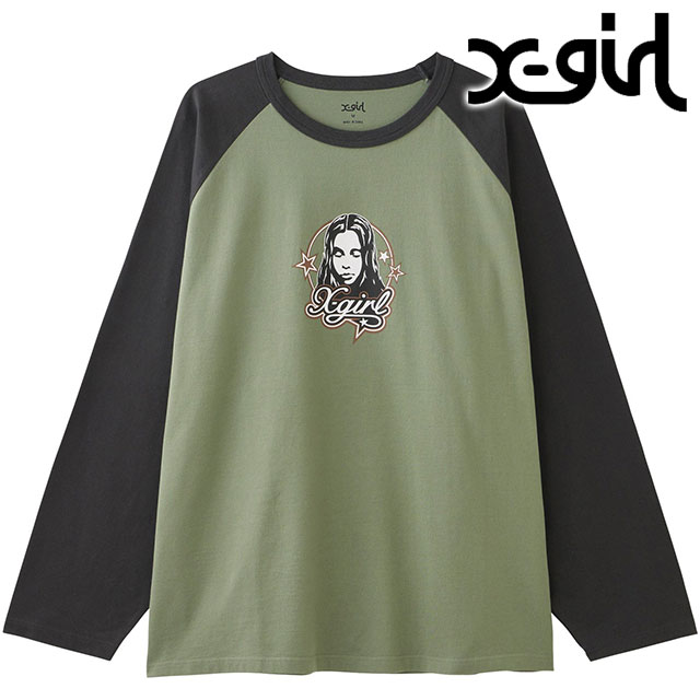 エックスガール X-girl フェイスアンドスター B B ビッグTシャツ 105244011003WINTER FACE AND STARS B B BIG TEE レディース カットソー 長袖 BLACK 正規取扱店 SALE】エックスガール X-girl フェイスアンドスター B/B ビッグT
