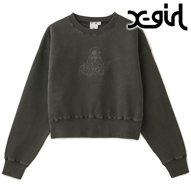 エックスガール X-girl フェイスピグメントダイド コンパクトスウェットトップ 105244012027WINTER FACE PIGMENT DYED COMPACT SWEAT TOP BURGUNDY 正規取扱店 X-girl エックスガール フェイスピグメントダイド コンパクト