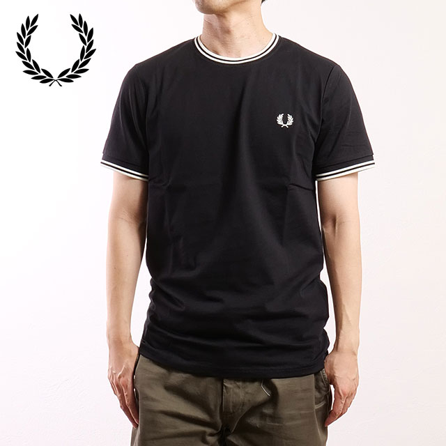 �t���b�h�y���[ FRED PERRY �����Y �c�C�� �e�B�b�v�h T�V���c M1588-102 M1588V-102 �t���b�h�E�y���[ FREDPERRY TWIN TIPPED T-SHIRT BLACK  ���K�戵�X