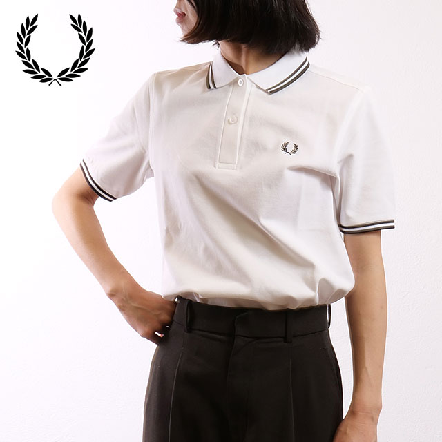 美品　FRED PERRY レディースポロシャツ　ホワイト　UK10 FRED PERRY ホワイトポロシャツ UK 10 - メルカリ