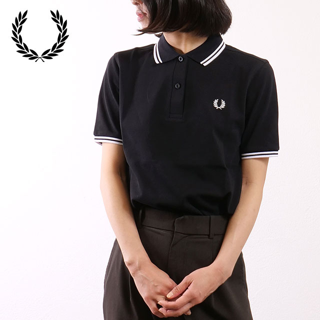 FRED PERRY フレッドペリー レース ポロシャツ ブラック レディース FRED PERRY フレッドペリー ポロシャツ ツイン ティップド