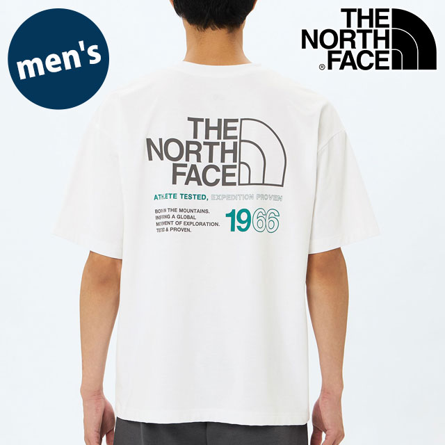 �U�E�m�[�X�E�t�F�C�X THE NORTH FACE �V���[�g�X���[�u�C�[�G�X66���S���C�h�e�B�[ NT32597-W SS25 S S ES 66 Logo Wide Tee �����Y �z���C�g  ���K�戵�X