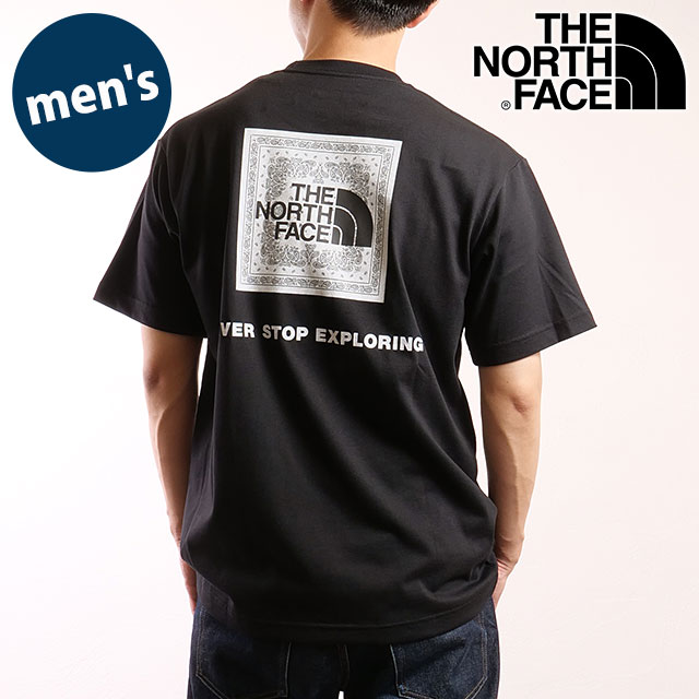 �U�E�m�[�X�E�t�F�C�X THE NORTH FACE �V���[�g�X���[�u�o���_�i�X�N�G�A���S�e�B�[ NT32446-K2 SS25 S S Bandana Square Logo Tee �u���b�N2  ���K�戵�X