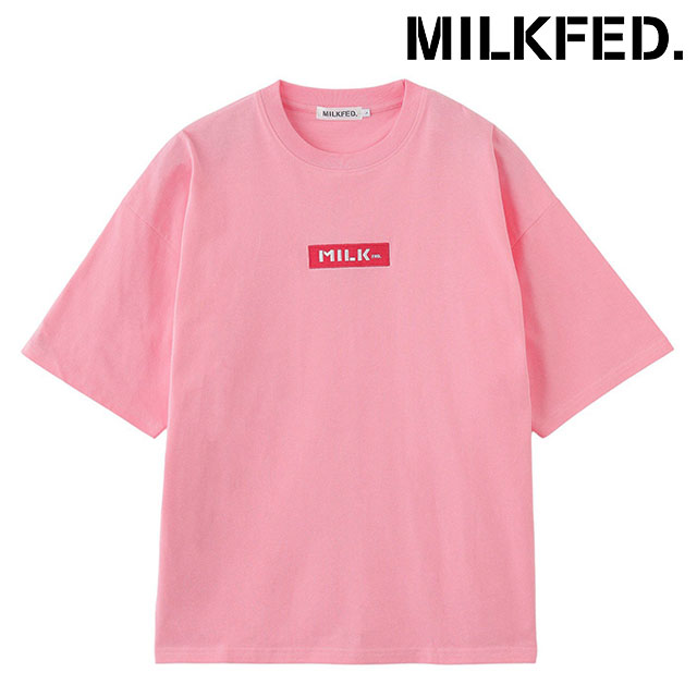 ミルクフェド MILKFED. エンブロイダリー バー ワイド ショートスリーブTシャツ 103251011009 SS25 EMBROIDERY BAR WIDE S S TEE LtPINK  正規取扱店