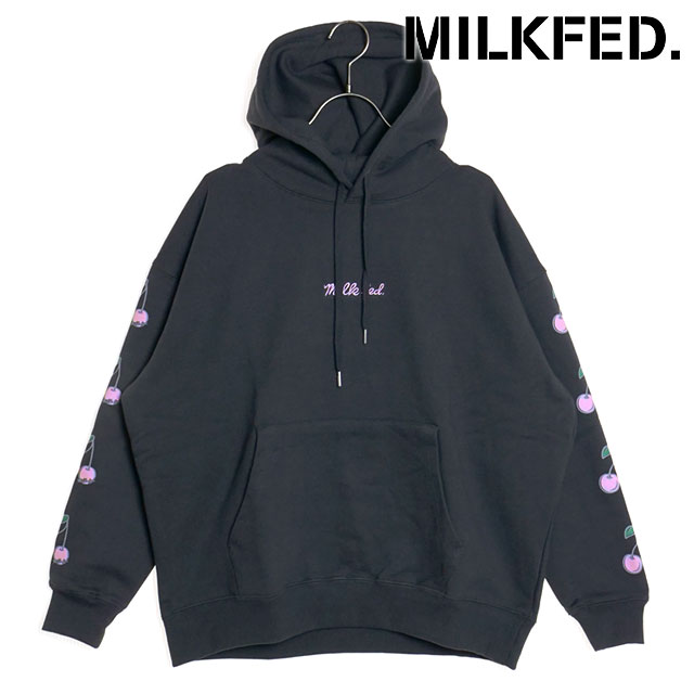 ミルクフェド MILKFED. サイドチェリーズ ワイド スウェットフーディー 103251012001 SIDE CHERRIES SWEAT HOODIE レディース プルオーバー CHARCOAL 正規取扱店