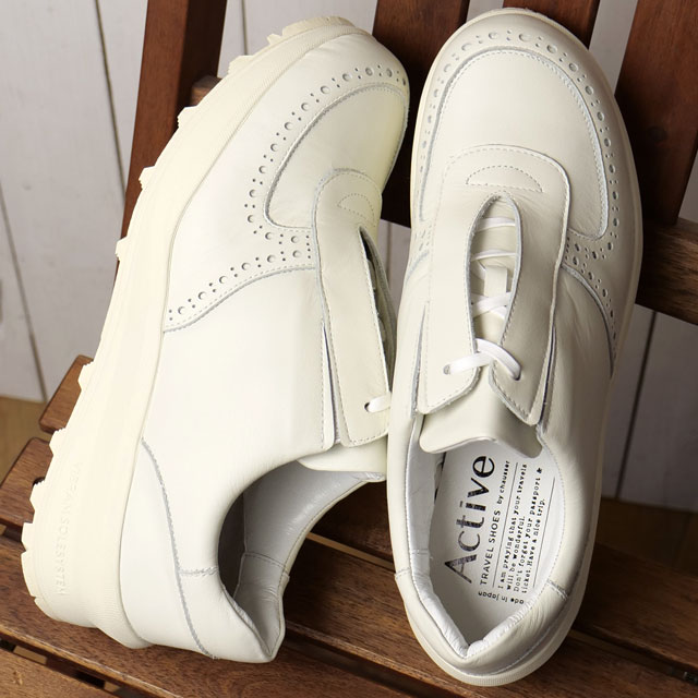返品送料無料 ショセ トラベルシューズ TRAVEL SHOES by chausser アクティブ レザースニーカー TRA-024 SS25 Active Leather sneakers 日本製 WH 正規取扱店の画像