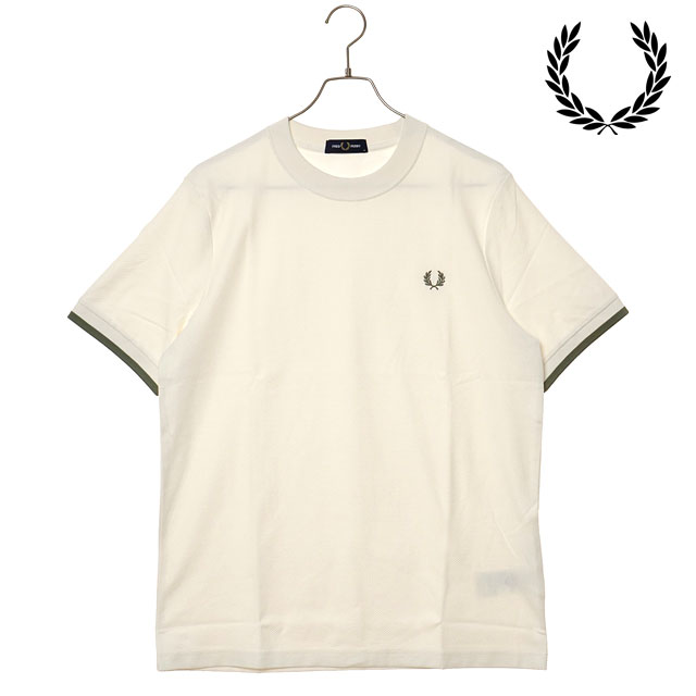 【30%OFF/SALE】フレッドペリー FRED PERRY ティップド カフ ピケシャツ [M4654-760 SS25Q2] TIPPED CUFF PIQUE SHIRT メンズ トップス 半袖Tシャツ LIGHT-ECRU 【メール便可】 正規取扱店【ts】【e】 FRED PERRY（フレッドペリー） ティップド カフ ピケシャツ M4654-760