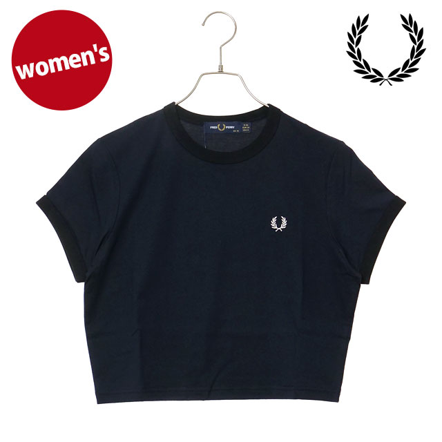 FRED PERRY Cropped Ringer T-Shirt ネイビー Cropped Ringer T-Shirt - Navy | Women's Shirts | Checked