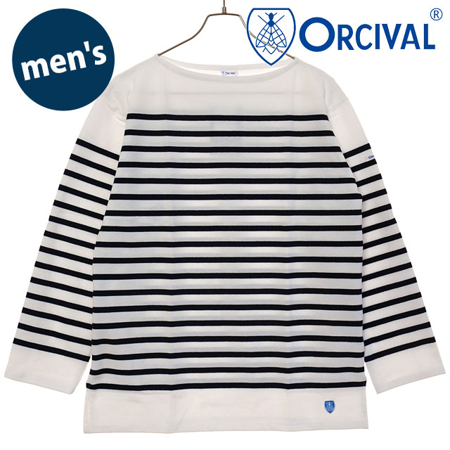 オーシバル ORCIVAL ボートネック ロングスリーブプルオーバー [#6101 SS25] BOAT NECK L/S P.O. メンズ トップス カットソー 長袖Tシャツ ボーダー WHITE/BLUE 正規取扱店 ORCIVAL（オーシバル） ボートネック ロングスリーブプルオーバー