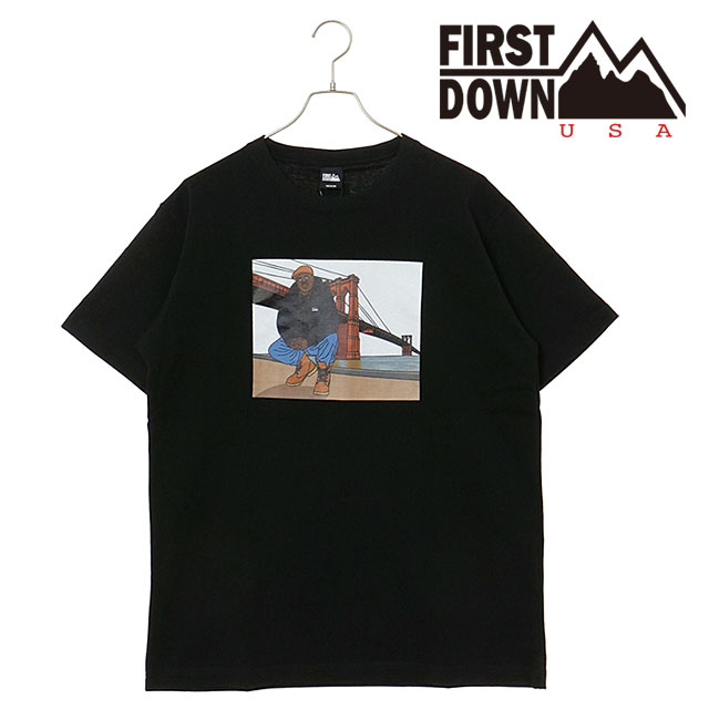 �t�@�[�X�g�_�E�� FIRST DOWN �X�v���b�h���u �V���[�g�X���[�uT�V���c F801101 SS25 FIRST DOWN × RISA Spread Love SS TEE �����Y �R���{ BLACK  ���K�戵�X
