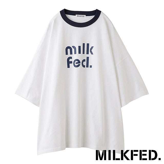 ミルクフェド MILKFED. CUT OUT LOGO BIG S/S TOP カットアウト ロゴ ビック オーバーサイズ Tシャツ 大人 人気 レディース ブランド 正規 CUT OUT LOGO BIG S/S TOP（Tシャツ/カットソー）｜MILKFED
