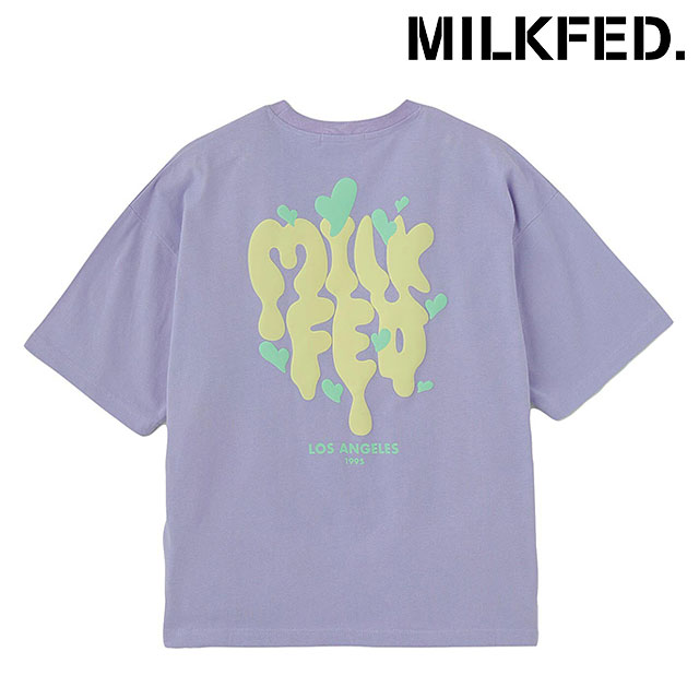ミルクフェド MILKFED. メルトロゴ ワイドショートスリーブTシャツ 103252011004 SU25 MELT LOGO WIDE S S TEE レディース カットソー LtPURPLE  正規取扱店