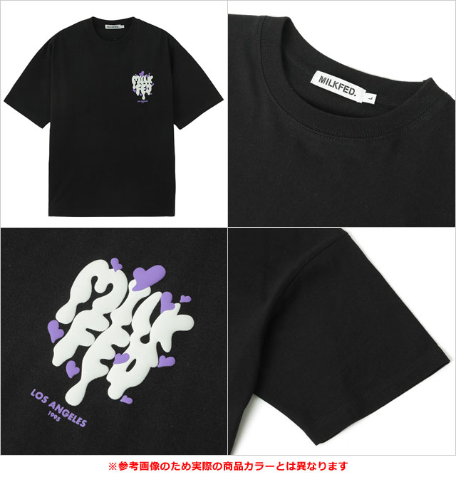 ミルクフェド MILKFED. メルトロゴ ワイドショートスリーブTシャツ 103252011004 SU25 MELT LOGO WIDE S S TEE レディース カットソー LtPURPLE  正規取扱店 MILKFED. ミルクフェド メルトロゴ ワイドショートスリーブT
